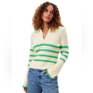 Central Park West Clemintine Striped Collar Sweater